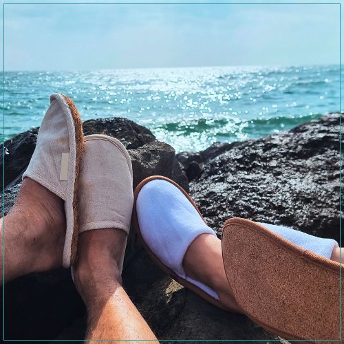 planet zero waste products(slipper on beach)